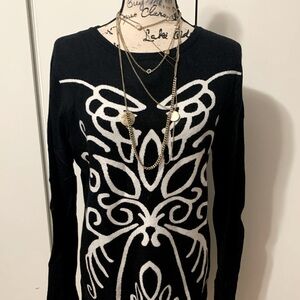 Black and white body con sweater dress